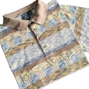 Men's Retro FG Focus Golf Made in Italy Mercerized Cotton Polo Mutlicolor Large